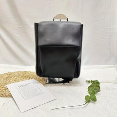 Mini Minimalist Flap Backpack Faux Leather Daypack Top Handle Travel Schoolbag
