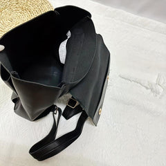 Mini Minimalist Flap Backpack Faux Leather Daypack Top Handle Travel Schoolbag
