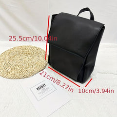 Mini Minimalist Flap Backpack Faux Leather Daypack Top Handle Travel Schoolbag