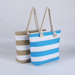 Striped Pattern Tote Casual Bag Large Capacity Shoulder Bag Beach Handbag
