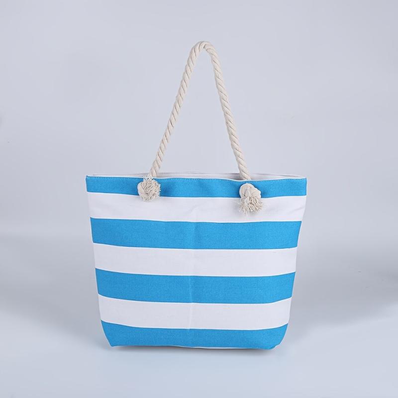 Striped Pattern Tote Casual Bag Large Capacity Shoulder Bag Beach Handbag