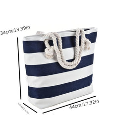 Striped Pattern Tote Casual Bag Large Capacity Shoulder Bag Beach Handbag
