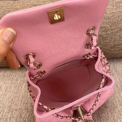 Women's Mini Chain Backpack Argyle Quilted Daypack Drawstring Bucket Bag