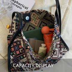 Tribal Style Geometric Shoulder Bag for Women