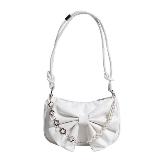 Stylish Bowknot Decor Baguette Bag with Chain Strap