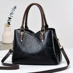 Large Capacity Zipper Shoulder Bag Top Handle Handbag PU Leather Crossbody