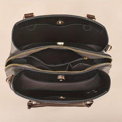 Large Capacity Zipper Shoulder Bag Top Handle Handbag PU Leather Crossbody
