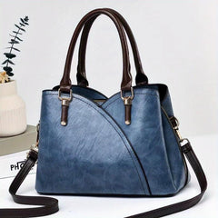 Large Capacity Zipper Shoulder Bag Top Handle Handbag PU Leather Crossbody