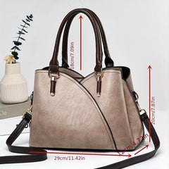 Large Capacity Zipper Shoulder Bag Top Handle Handbag PU Leather Crossbody