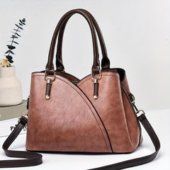 Large Capacity Zipper Shoulder Bag Top Handle Handbag PU Leather Crossbody
