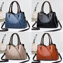 Large Capacity Zipper Shoulder Bag Top Handle Handbag PU Leather Crossbody