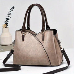 Large Capacity Zipper Shoulder Bag Top Handle Handbag PU Leather Crossbody
