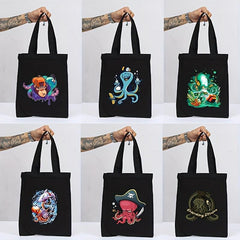 Octopus Print Canvas Tote Bag Shoulder Bag