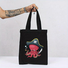 Octopus Print Canvas Tote Bag Shoulder Bag