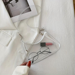 Clear PVC Baguette Bag Waterproof Travel Beach Jelly Shoulder Purses