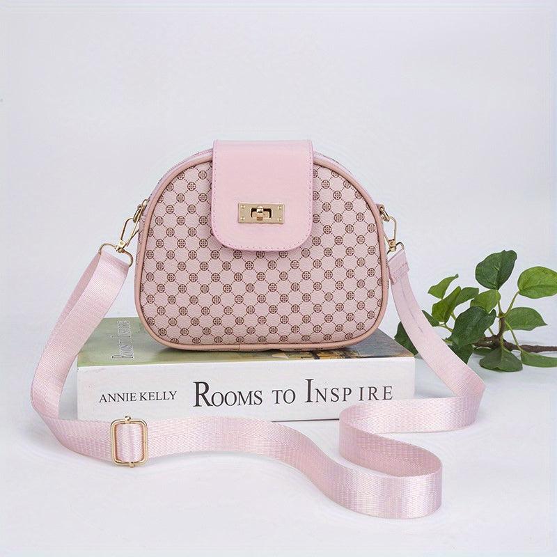 Vintage Geometric Crossbody Bag Retro PU Shoulder Bag Women's Classic Handbag