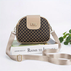 Vintage Geometric Crossbody Bag Retro PU Shoulder Bag Women's Classic Handbag