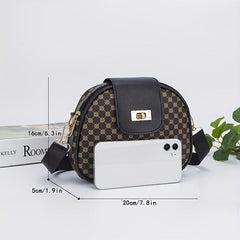 Vintage Geometric Crossbody Bag Retro PU Shoulder Bag Women's Classic Handbag
