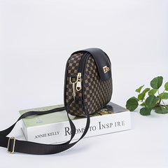 Vintage Geometric Crossbody Bag Retro PU Shoulder Bag Women's Classic Handbag
