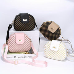 Vintage Geometric Crossbody Bag Retro PU Shoulder Bag Women's Classic Handbag
