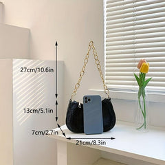Crocodile Embossed Crescent Bag Chain Shoulder Bag Small Underarm Purse
