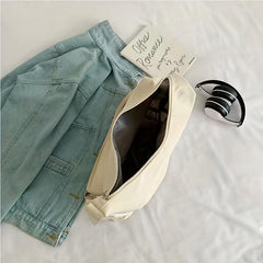 Casual Crescent Shoulder Bag Solid Crossbody Bag With Mini Purse