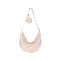 Casual Crescent Shoulder Bag Solid Crossbody Bag With Mini Purse