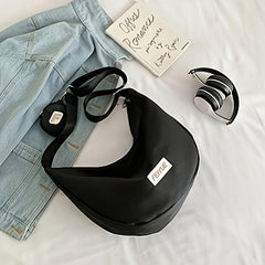 Casual Crescent Shoulder Bag Solid Crossbody Bag With Mini Purse