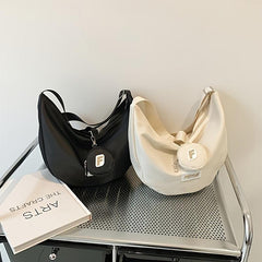 Casual Crescent Shoulder Bag Solid Crossbody Bag With Mini Purse