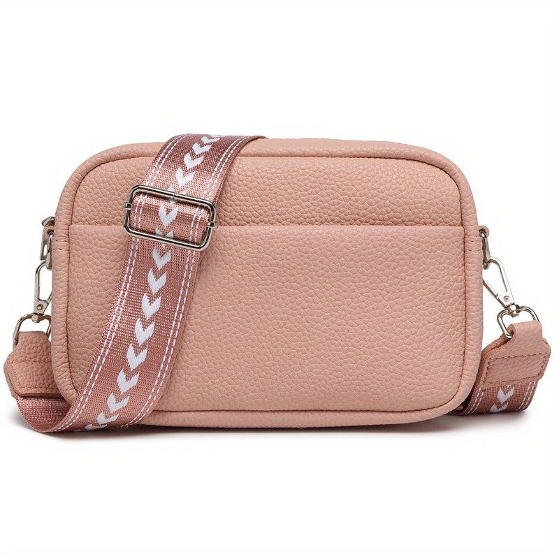 Litchi Pattern Crossbody Bag Women's PU Leather Zipper Purse