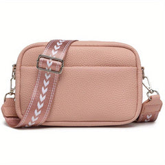 Litchi Pattern Crossbody Bag Women's PU Leather Zipper Purse