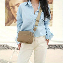 Litchi Pattern Crossbody Bag Women's PU Leather Zipper Purse