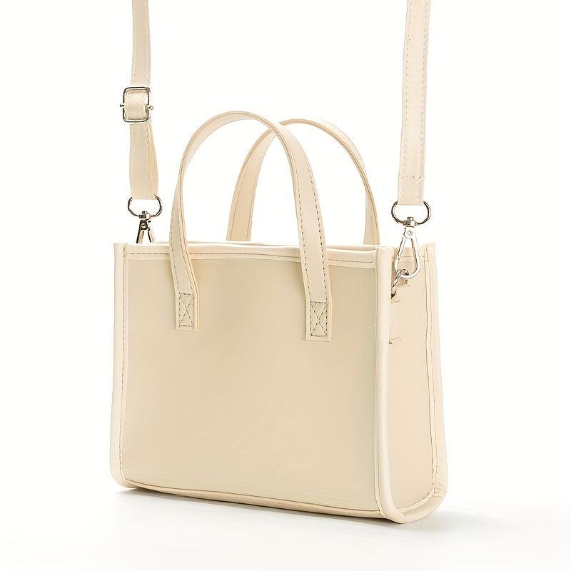 Straw Beige Tote Bag with Tassel Beaded Pendant