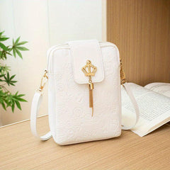 Minimalist Graffiti Embossed Shoulder Bag Crossbody Coin Purse