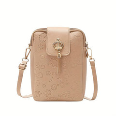 Minimalist Graffiti Embossed Shoulder Bag Crossbody Coin Purse