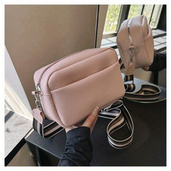 Square Crossbody Bag Litchi Pattern Shoulder Bag Women's PU Leather Zipper Purse