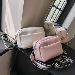 Square Crossbody Bag Litchi Pattern Shoulder Bag Women's PU Leather Zipper Purse