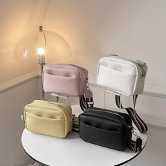 Square Crossbody Bag Litchi Pattern Shoulder Bag Women's PU Leather Zipper Purse