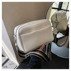 Square Crossbody Bag Litchi Pattern Shoulder Bag Women's PU Leather Zipper Purse