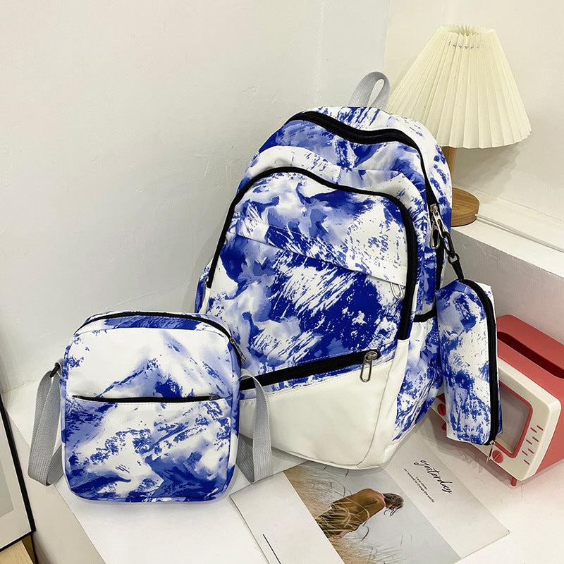 3PCS Tie Dye Preppy Backpack Set Back To School Daypack Travel Knapsack Rucksack