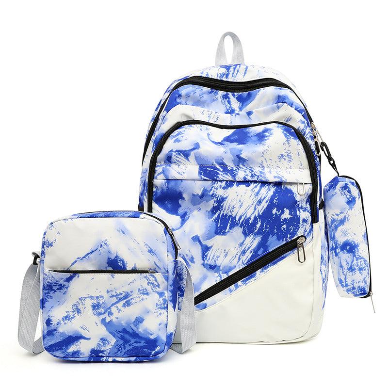 3PCS Tie Dye Preppy Backpack Set Back To School Daypack Travel Knapsack Rucksack