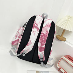 3PCS Tie Dye Preppy Backpack Set Back To School Daypack Travel Knapsack Rucksack