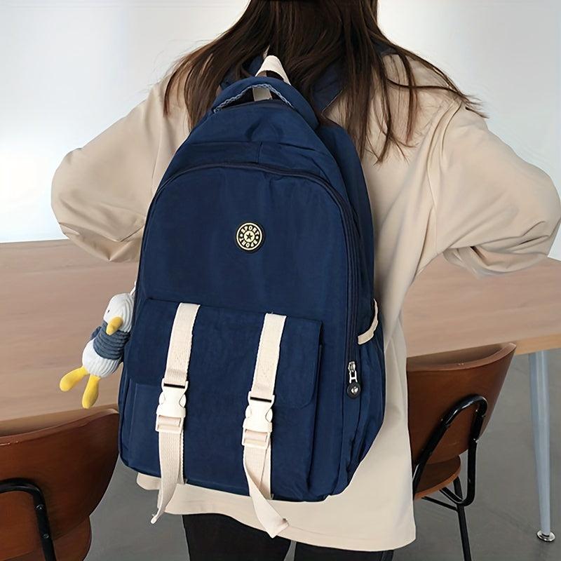 Patch Decor Backpack Preppy Style Schoolbag Casual Travel Bookbag