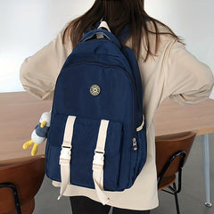 Patch Decor Backpack Preppy Style Schoolbag Casual Travel Bookbag