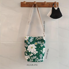Flower Pattern Bucket Bag Crossbody Canvas Bag