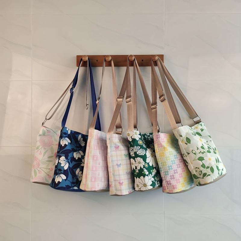 Flower Pattern Bucket Bag Crossbody Canvas Bag