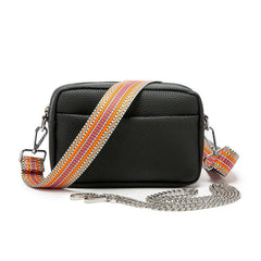 Minimalist Solid Square Shoulder Bag with Zipper Purse