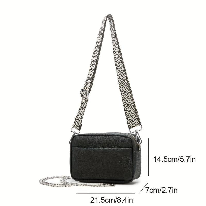 Minimalist Solid Square Shoulder Bag with Zipper Purse