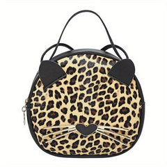 Glitter Sequins Leopard Print Crossbody Bag Round Handbag Shoulder Purse