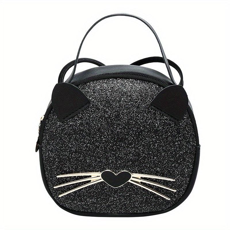 Glitter Sequins Leopard Print Crossbody Bag Round Handbag Shoulder Purse